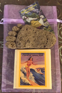 Lavender Lemon Verbena Goat Milk Soap with Hand-Carved Pumice Foot in an Organza Bag